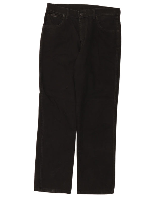 Wrangler Masculino Texas Stretch Straight Jeans W33 L30 Algodão Preto