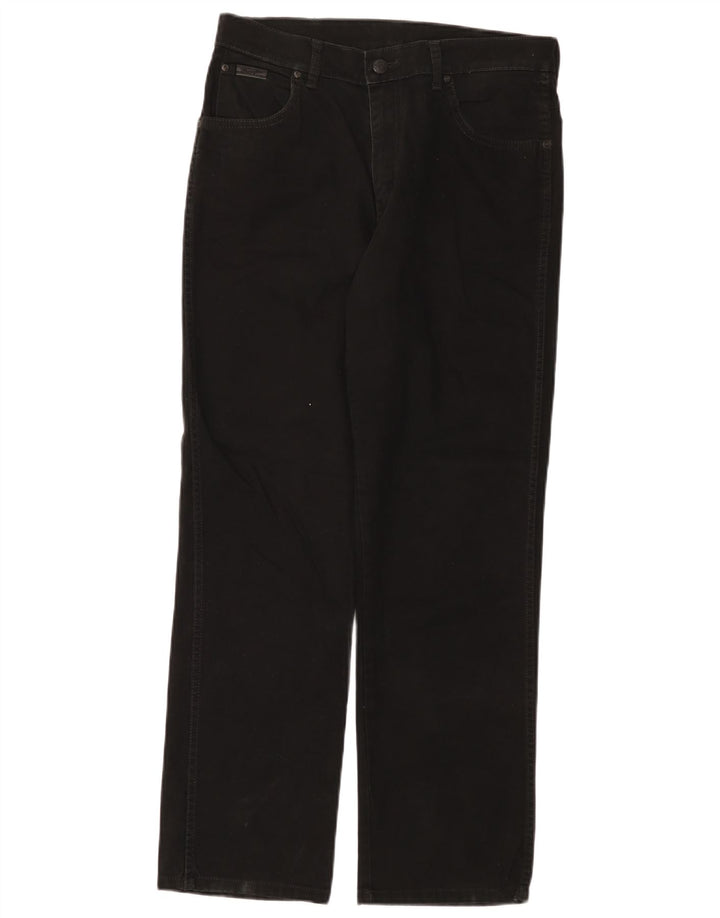 Wrangler Masculino Texas Stretch Straight Jeans W33 L30 Algodão Preto