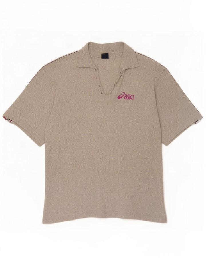 Camisa polo gráfica masculina Asics cinza médio colorblock