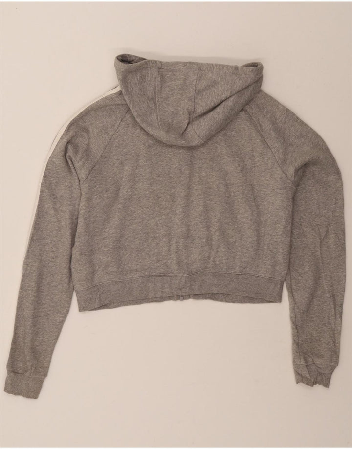 ADIDAS Womens Crop Zip Hoodie Sweater UK 14 Large Grey Cotton Vintage Adidas and Second-Hand Adidas from Messina Hembry 