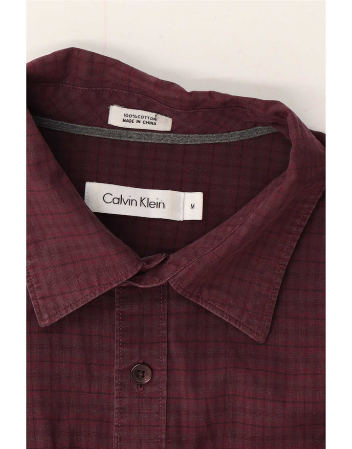 Camisa masculina Calvin Klein de algodão guingão médio Borgonha