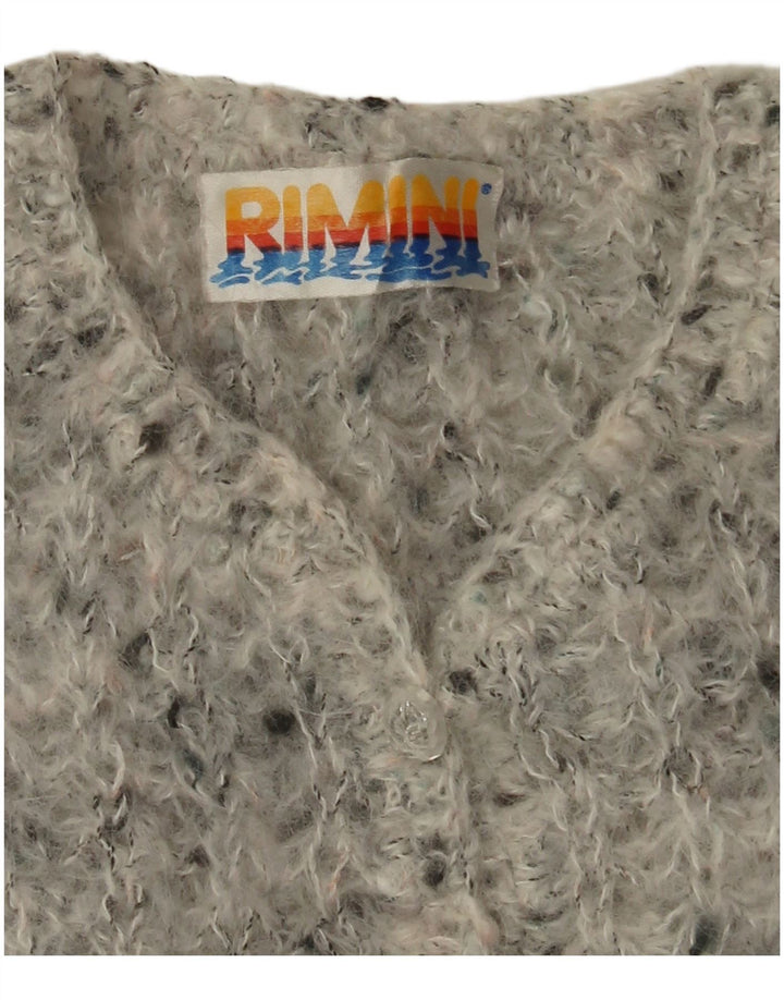 Suéter cardigã feminino grande VINTAGE Reino Unido 18 XL cinza manchado