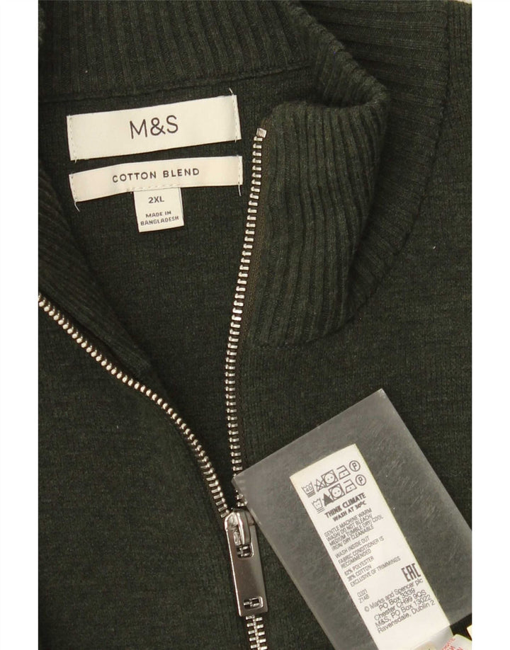 Suéter cardigã masculino Marks & Spencer 2XL poliéster cáqui