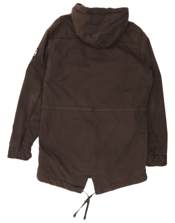 Jaqueta Parka com capuz militar masculina Superdry Reino Unido 40 algodão cinza grande