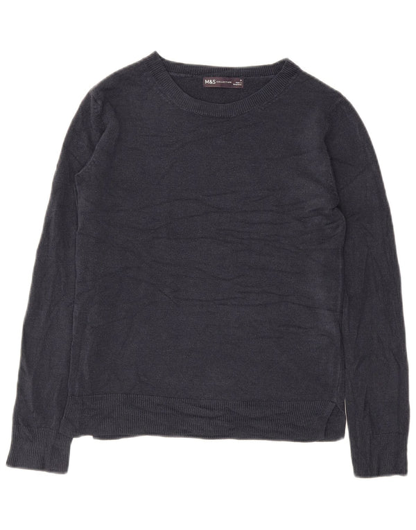 Suéter feminino Marks & Spencer com gola canoa Reino Unido 8 pequeno azul marinho