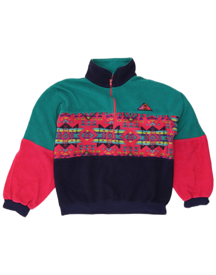 Suéter masculino Aesse Polartec com zíper e gola em lã médio multicolorido geométrico