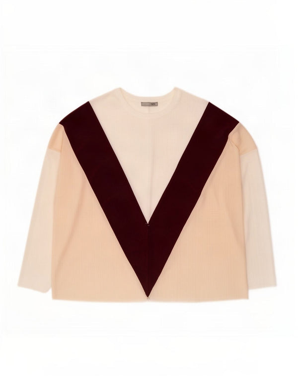 Zara Top feminino oversized manga 3/4 Reino Unido 14 bloco colorido médio multicolorido