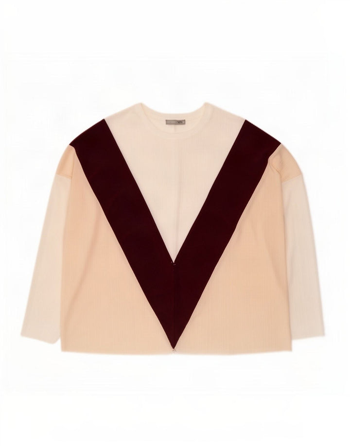 Zara Top feminino oversized manga 3/4 Reino Unido 14 bloco colorido médio multicolorido