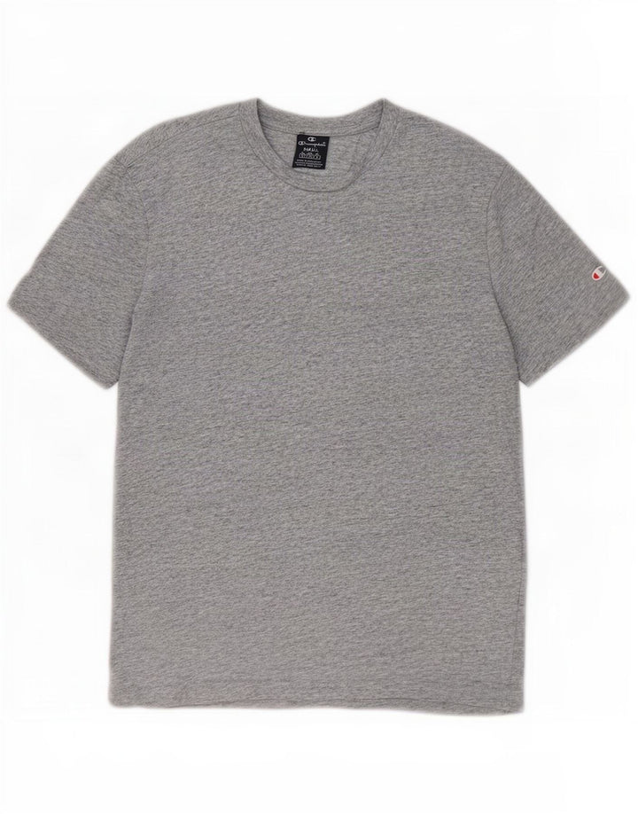 Camiseta masculina Champion de algodão manchado cinza pequeno
