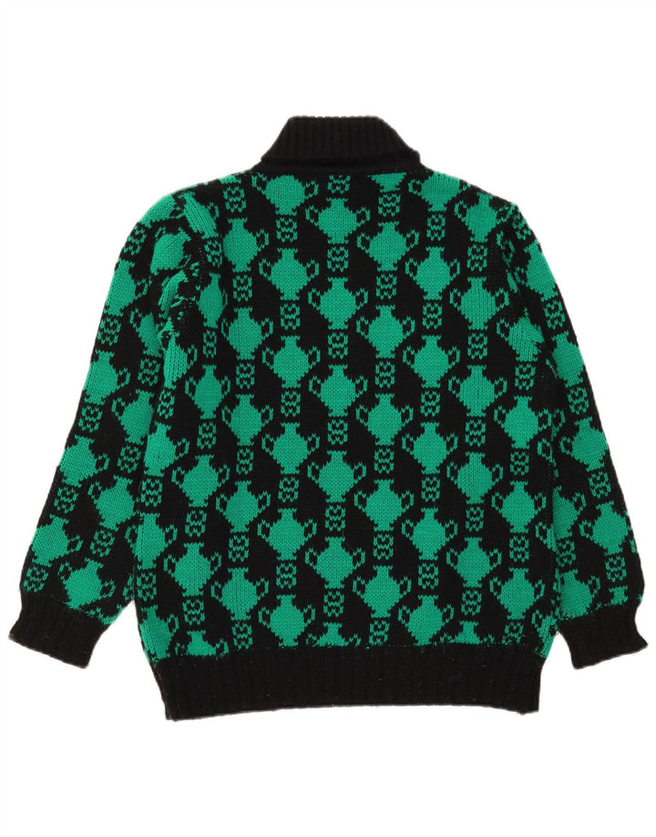 Suéter feminino vintage com estampa abstrata e gola redonda Reino Unido 12 médio preto
