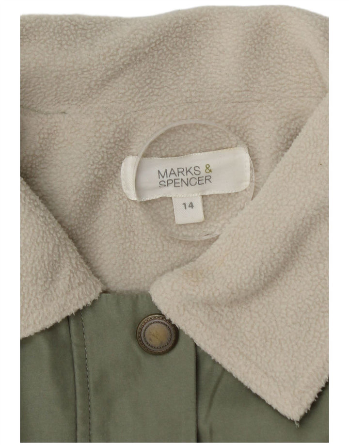 Jaqueta feminina Marks & Spencer Sherpa Parka grande Reino Unido 14 grande verde