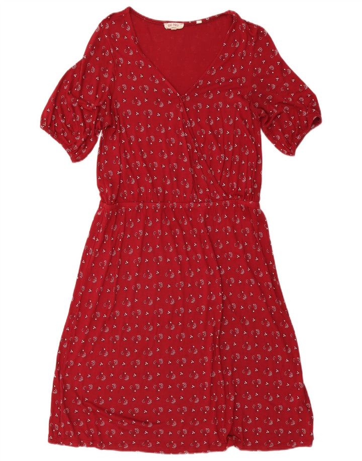 Vestido feminino Fat Face evasê UK 12 viscose floral vermelho médio