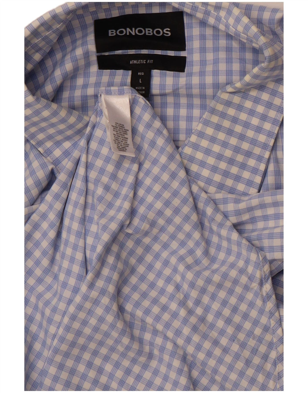 Camisa masculina de ajuste atlético BONOBOS grande azul guingão nylon