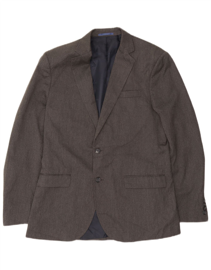 Jaqueta blazer masculina de 2 botões Marks & Spencer UK 40 poliéster cinza grande
