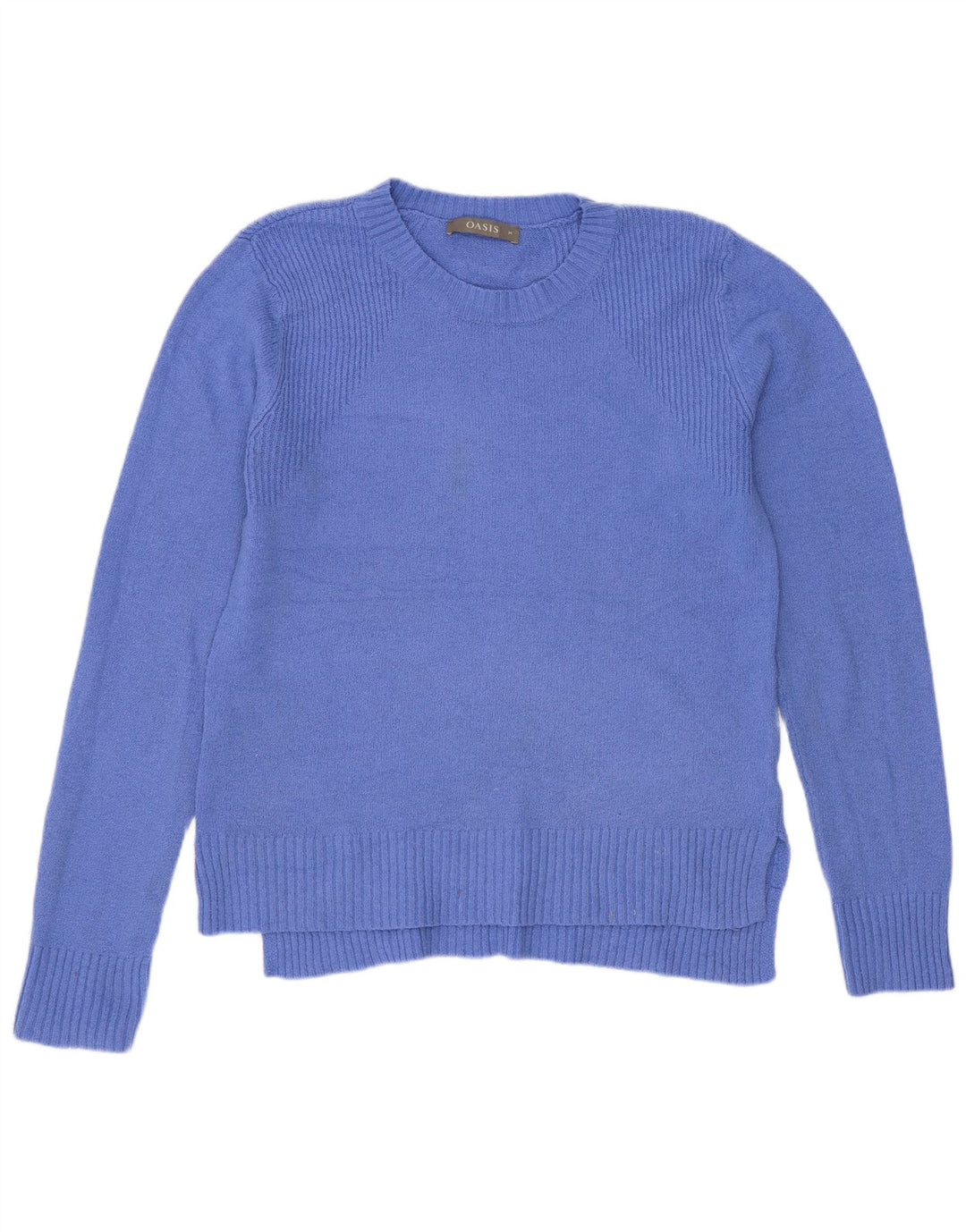Suéter feminino Oasis com gola redonda UK 14 poliéster azul médio