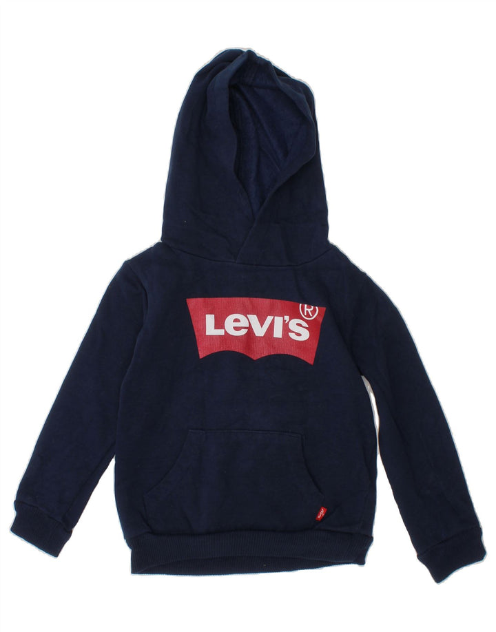 LEVI'S Boys Graphic Hoodie Jumper 2-3 Years Navy Blue Cotton Vintage Levi's and Second-Hand Levi's from Messina Hembry 