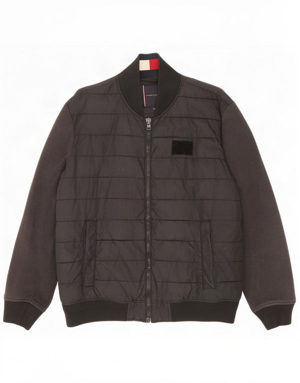 Jaqueta acolchoada masculina Tommy Hilfiger UK 44 2XL poliamida preta