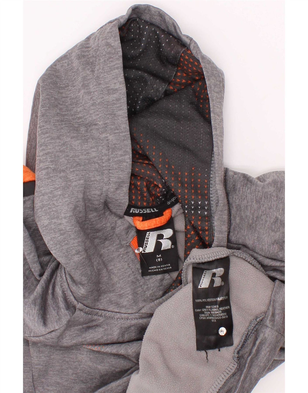 Suéter com capuz Russell Athletic Boys 7-8 anos cinza médio colorblock