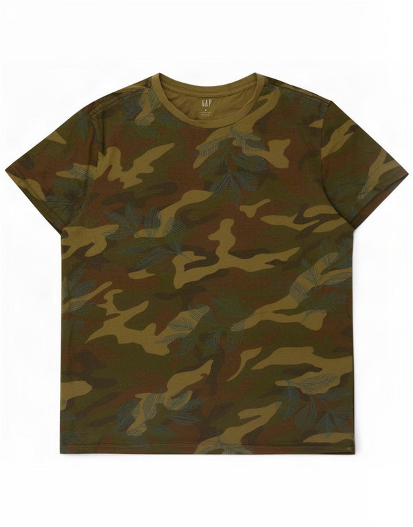 Camiseta masculina Gap Top médio cáqui algodão camuflado