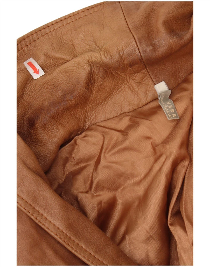 Jaqueta de couro militar masculina VINTAGE Reino Unido 44 2XL couro marrom