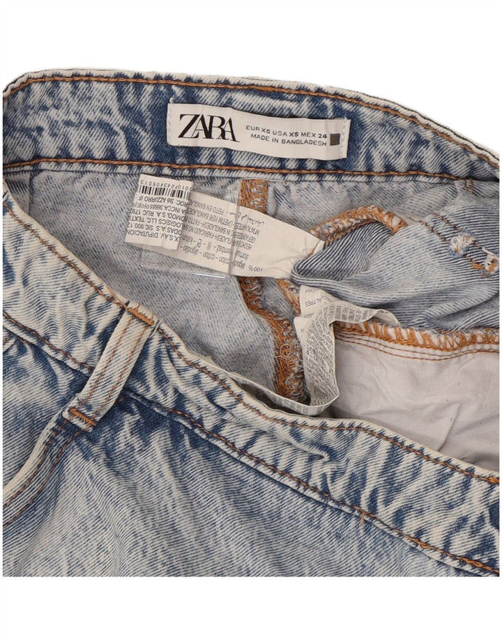 Shorts jeans feminino ZARA XS W24 azul algodão