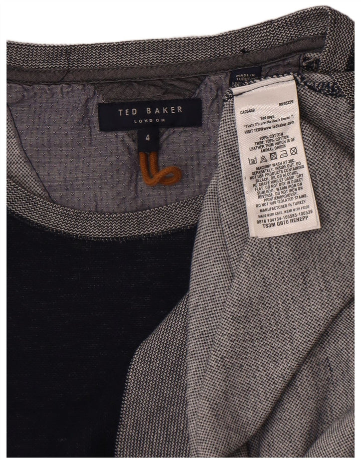 Ted Baker moletom masculino tamanho 4 grande azul marinho colorblock algodão