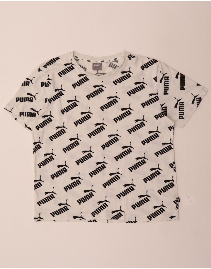 Puma Mens Graphic T-Shirt Top Médio Algodão Branco