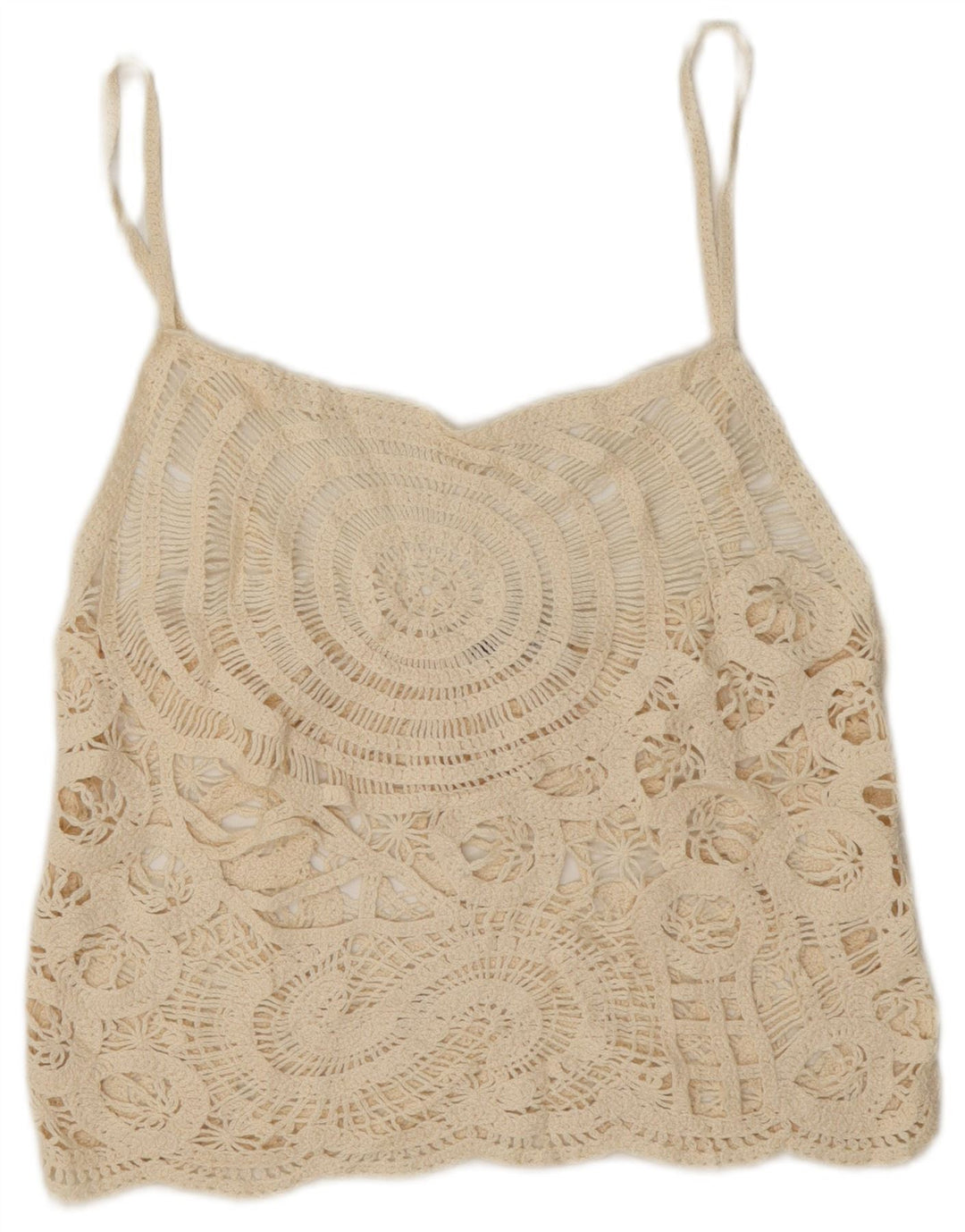 Zara Womens See Through Crochet Cami Top UK 16 Grande Off White
