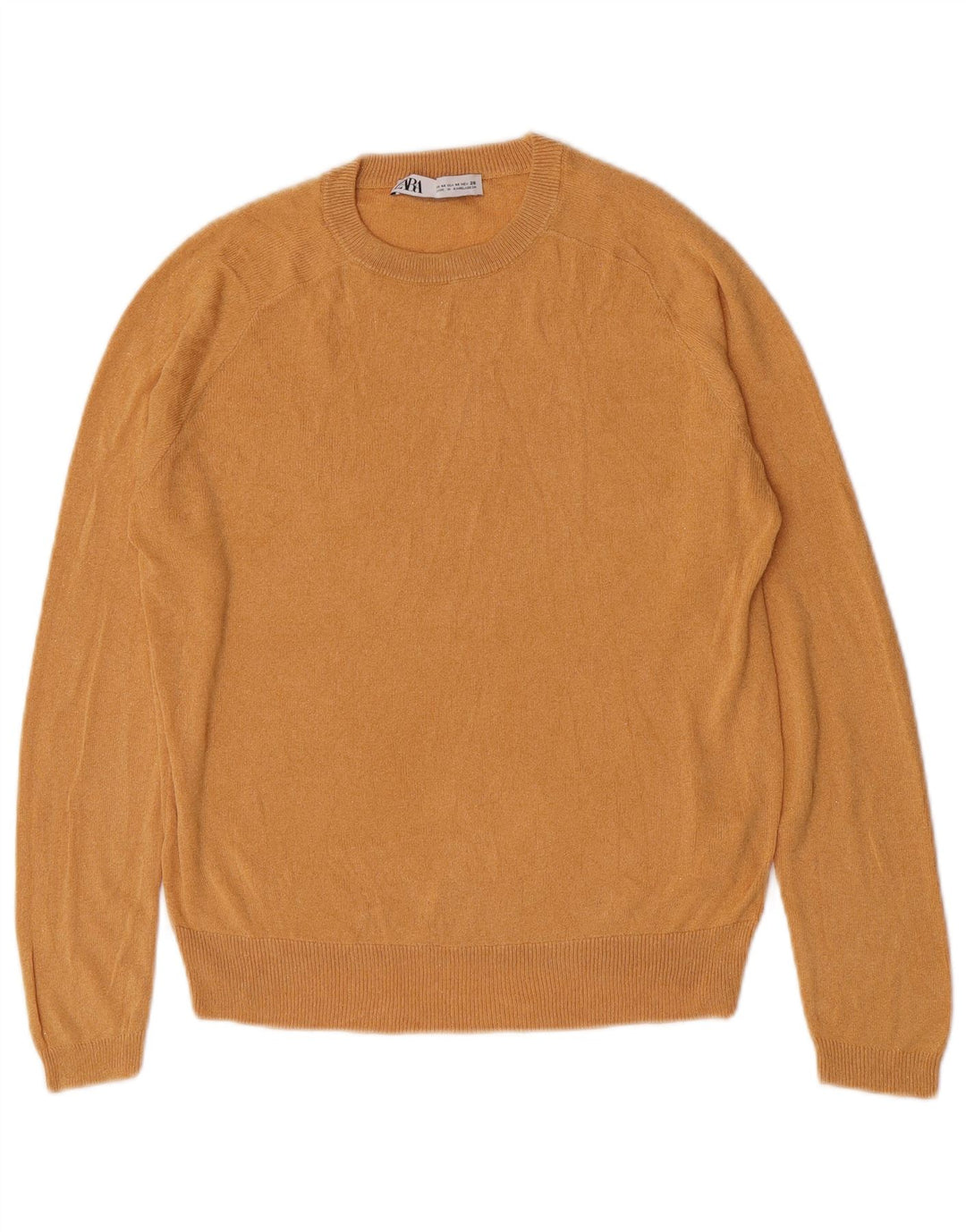 Suéter feminino Zara com gola redonda e viscose laranja média UK 12