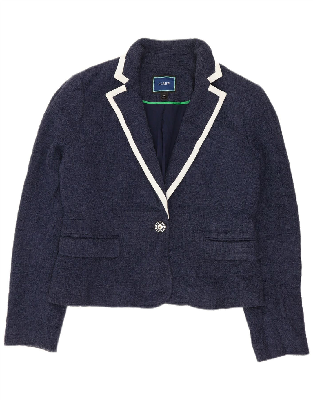 J. Crew Jaqueta Blazer Feminina Crop 1 Botão EUA 6 Algodão Azul Marinho Médio