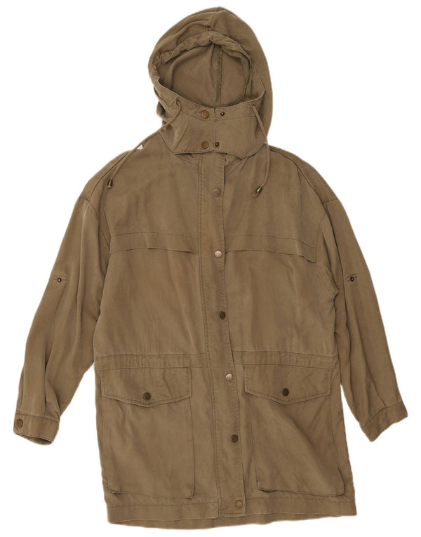 Zara Jaqueta Parka Feminina com Capuz Oversized Reino Unido 14 Médio Caqui