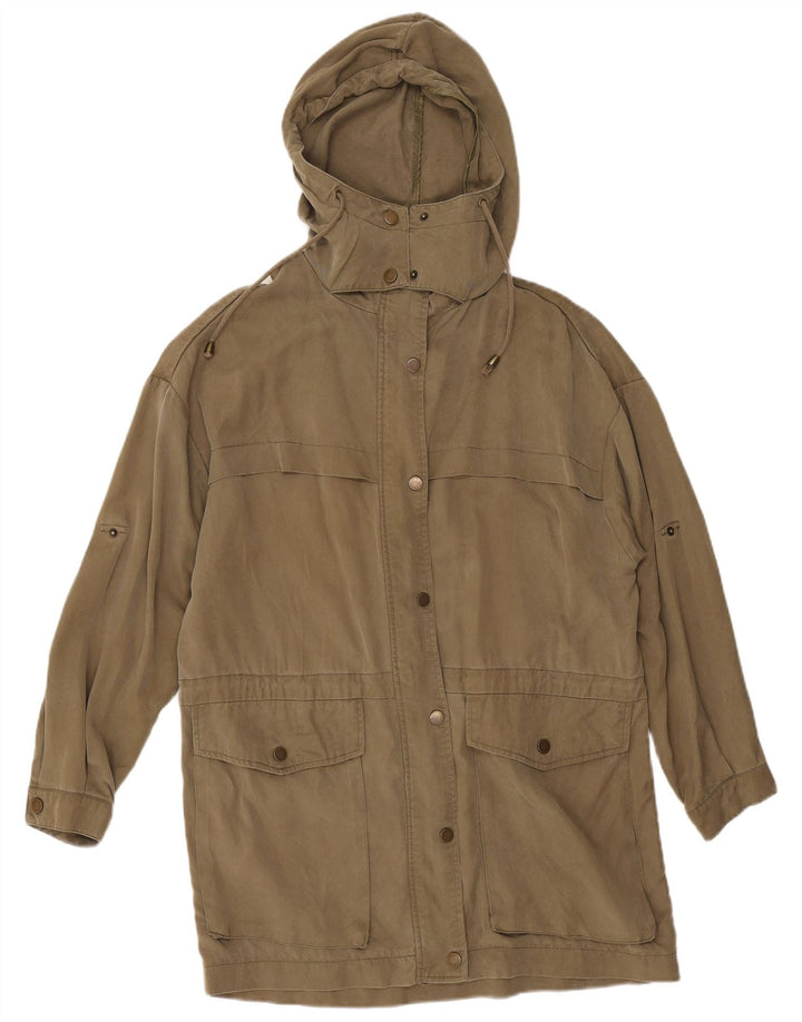 Zara Jaqueta Parka Feminina com Capuz Oversized Reino Unido 14 Médio Caqui