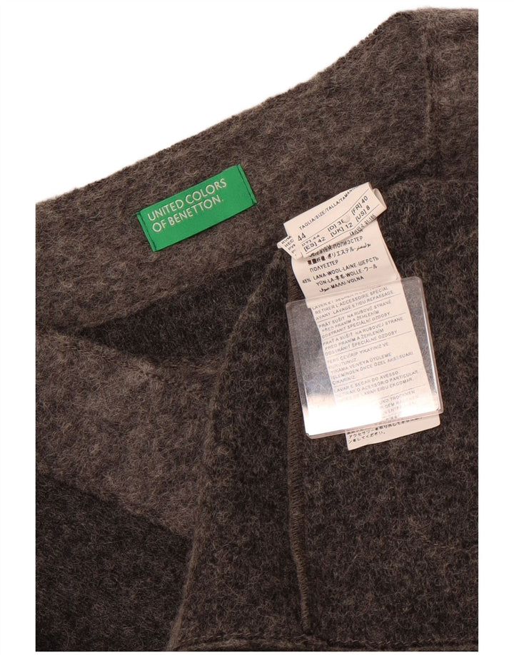 BENETTON Womens Crop Cardigan Sweater UK 12 Medium Grey Polyester