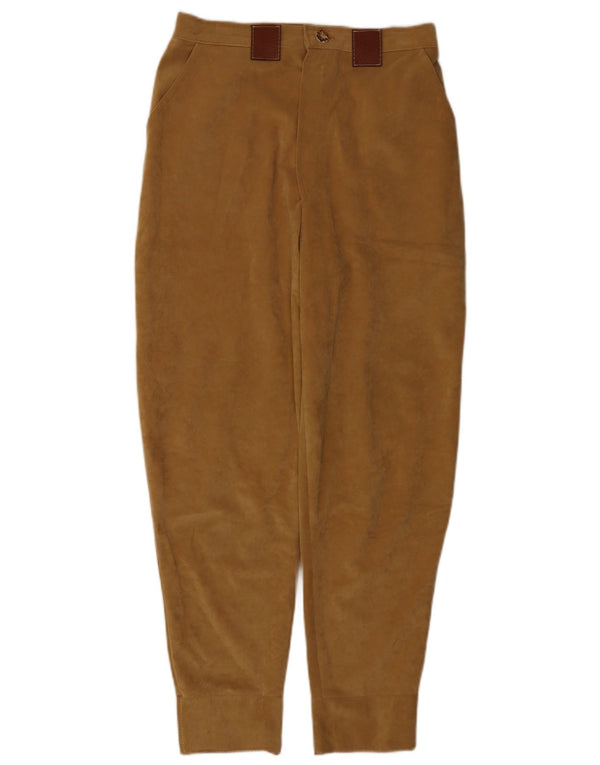 Calça feminina vintage de camurça cônica W28 L28 marrom