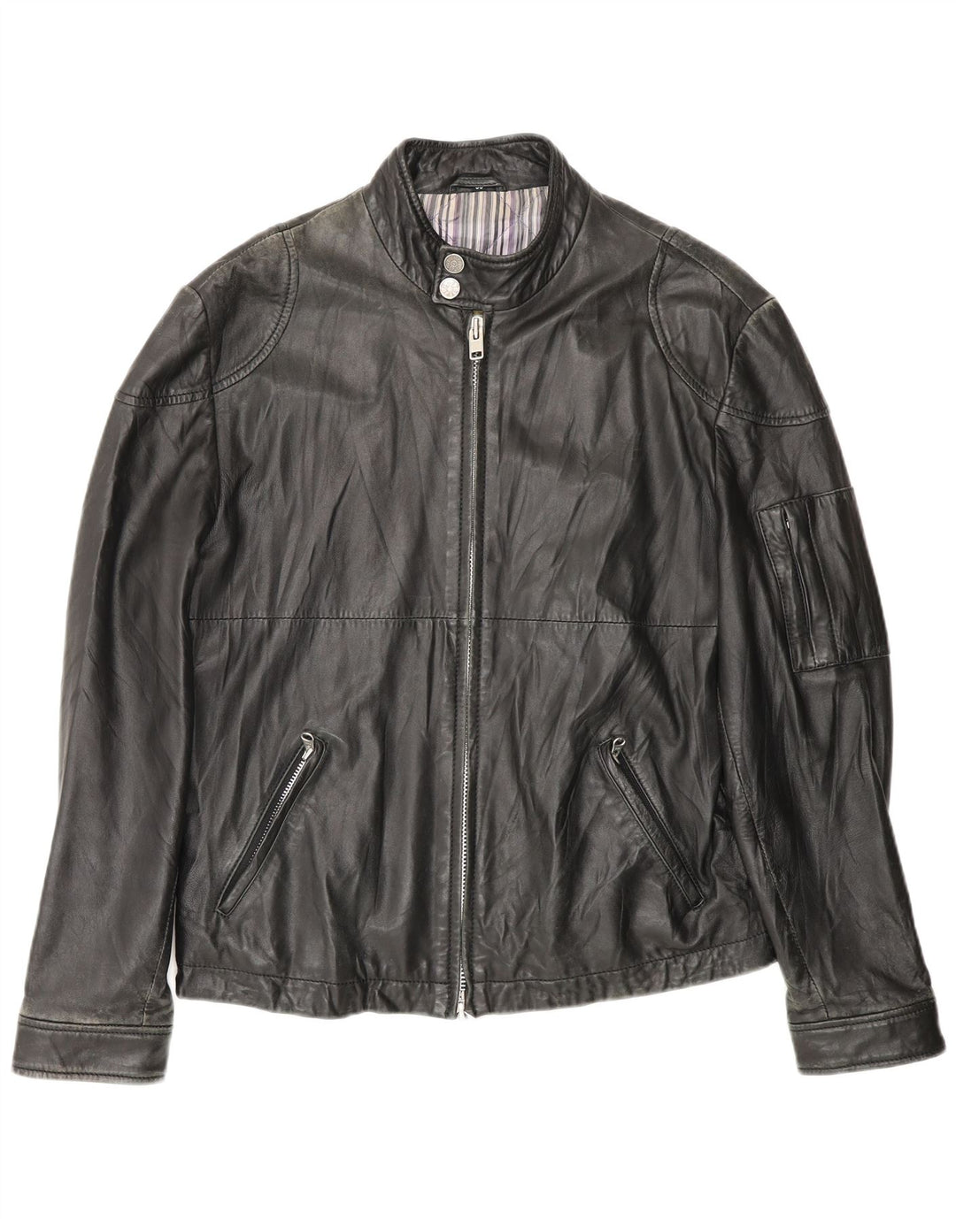 Jaqueta de couro masculina Carlo Pignatelli IT 50 grande couro preto