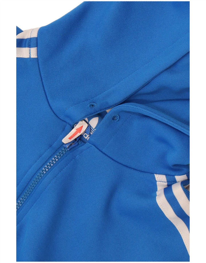 Suéter Adidas masculino com capuz e zíper gráfico azul médio poliéster