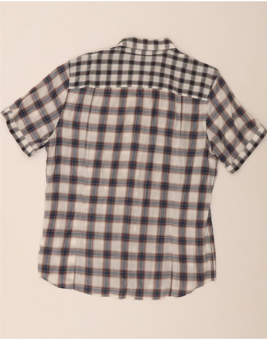 Camisa masculina de manga curta Guess XL cinza xadrez algodão