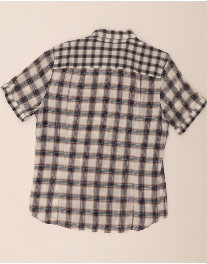 Camisa masculina de manga curta Guess XL cinza xadrez algodão