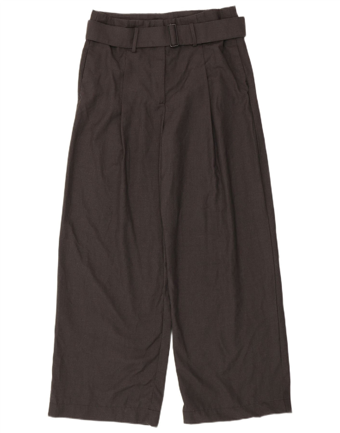 ZARA Calça feminina casual de perna larga, médio W28 L29 cinza poliéster