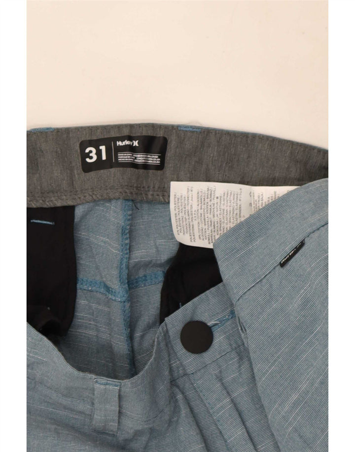 Hurley Mens Chino Shorts W31 Poliéster manchado azul médio