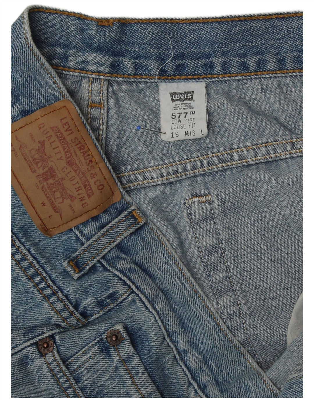 Levi's feminino 577 cintura baixa solta jeans US 16 2XL W38 L33 algodão azul