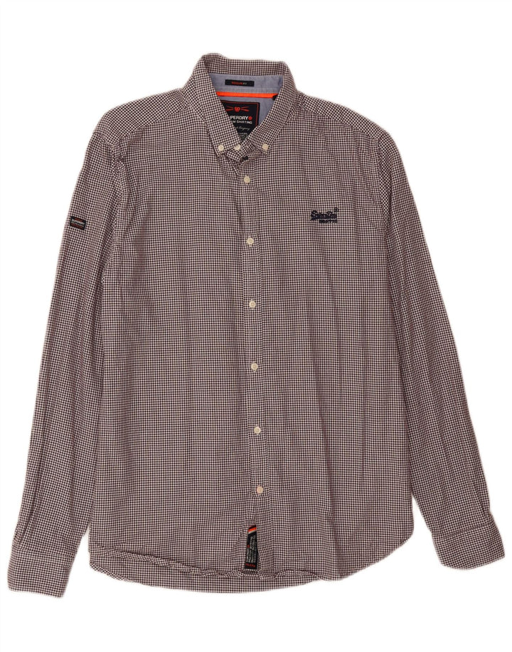 Camisa masculina SUPERDRY regular fit grande algodão houndstooth cor de vinho
