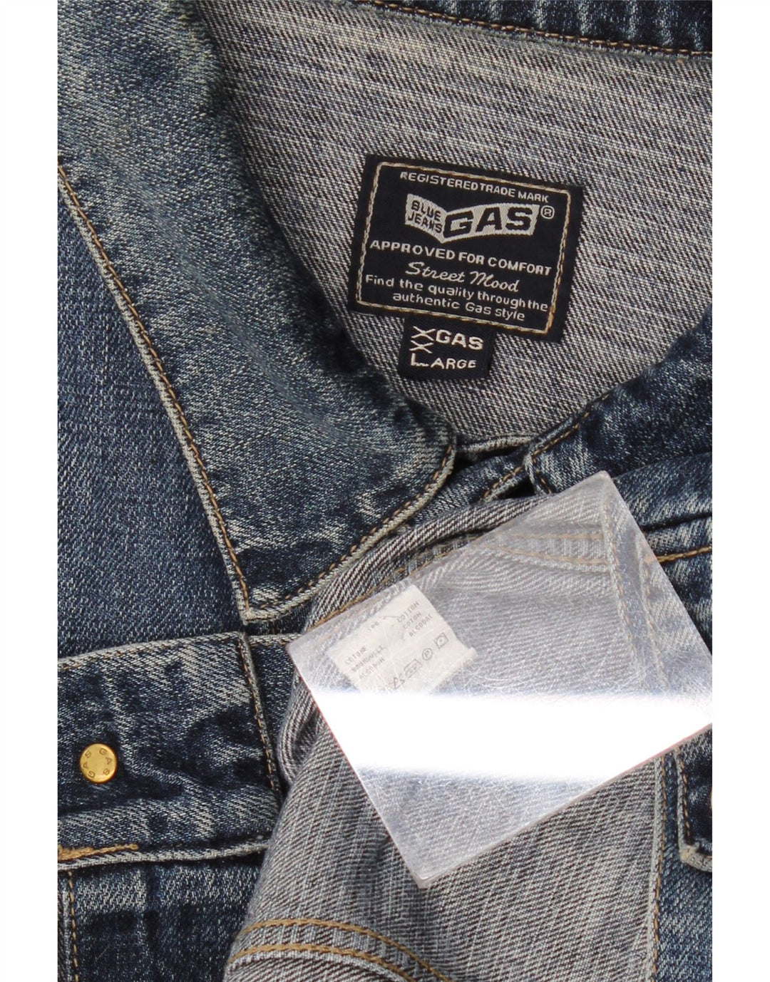 Jaqueta jeans masculina Gas UK 44 2XL algodão azul