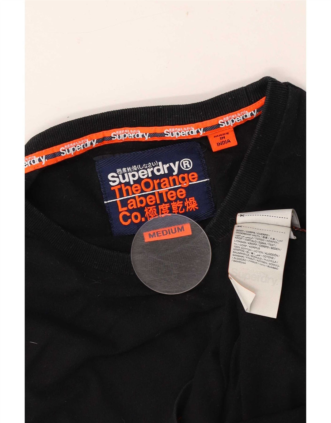 Superdry Mens Top Manga Longa Médio Algodão Preto