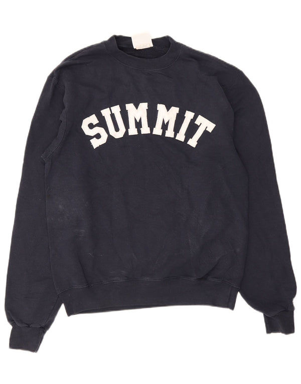 Champion Mens Summit Graphic Moletom Jumper Pequeno Algodão Azul Marinho