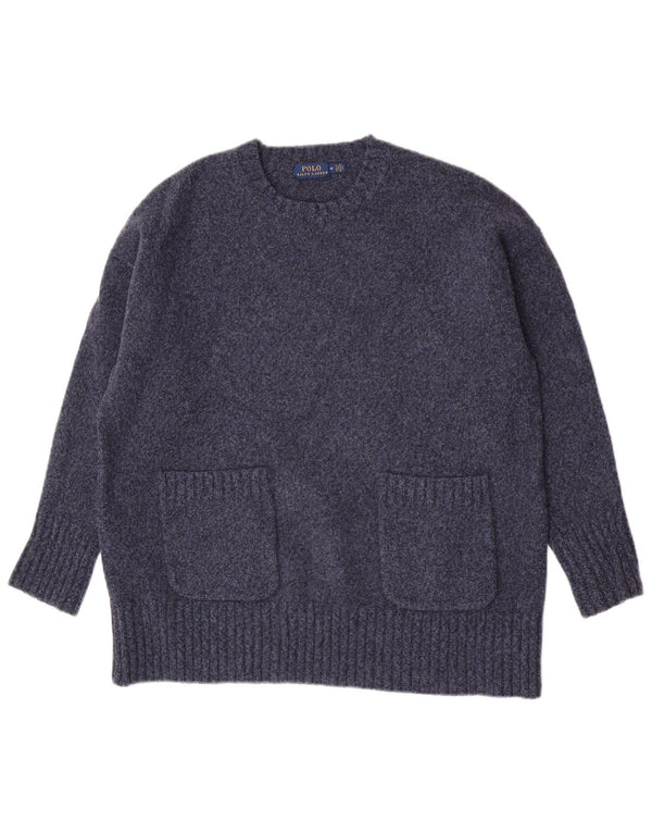 Polo Ralph Lauren Suéter feminino com gola redonda, Reino Unido 14 Médio Azul Marinho