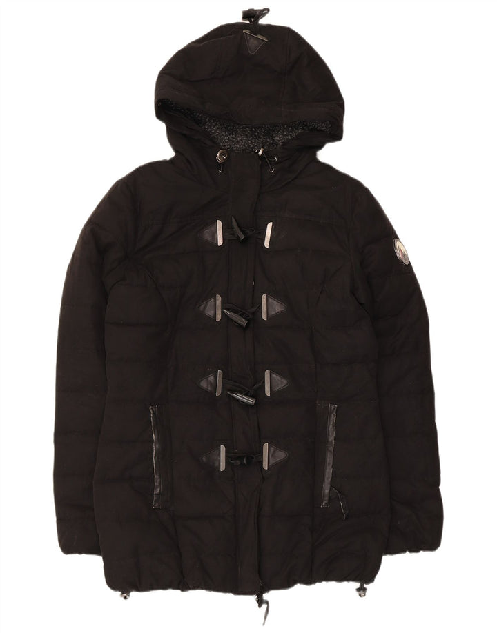 Jaqueta acolchoada com capuz feminina Superdry UK 12 poliéster preto médio