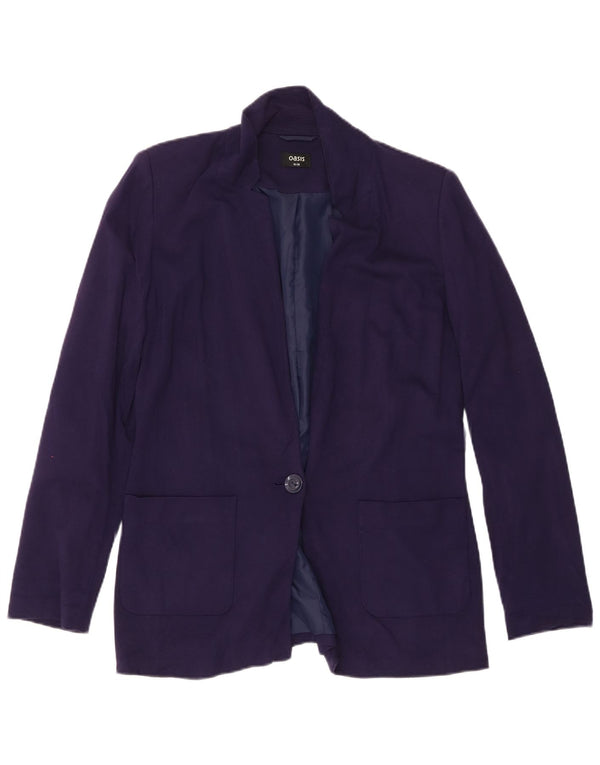 Oasis Womens 1 Button Oversized Blazer Jacket UK 10 Small Purple Viscose