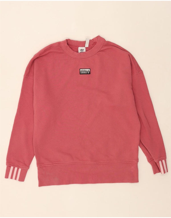 Adidas Womens Oversized Sweatshirt Jumper UK 6 XS Rosa Algodão