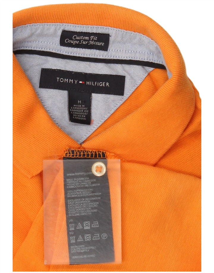 Camisa polo masculina Tommy Hilfiger Custom Fit médio algodão laranja